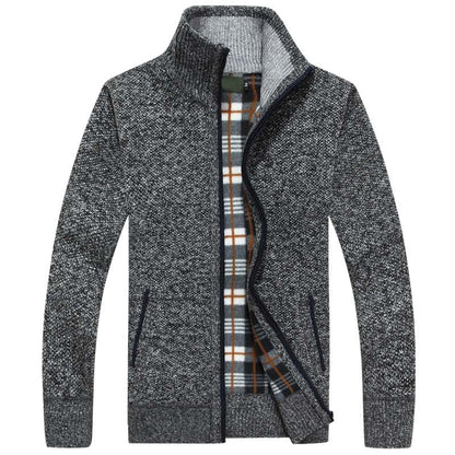 Men's Knitted Zipped Cardigan - Victor-Dark Gray-M-Nora Luxe