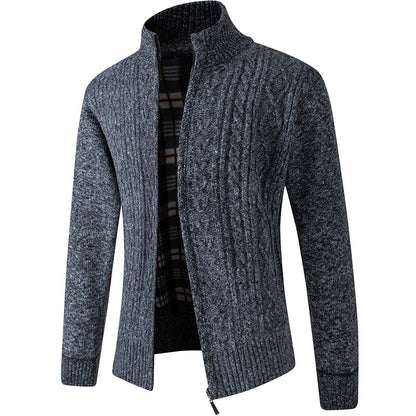 Men's Knitted Zipped Cardigan - Victor-Motive Dark Gray-M-Nora Luxe