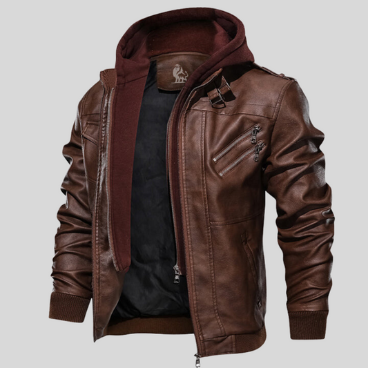 Men's learning jacket with detachable hood - Ryder-Brown-S-Nora Luxe