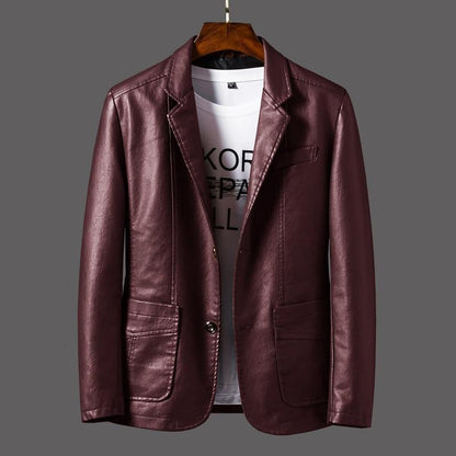 Men's Leather Blazer – Leonardo-Wine red-S-Nora Luxe