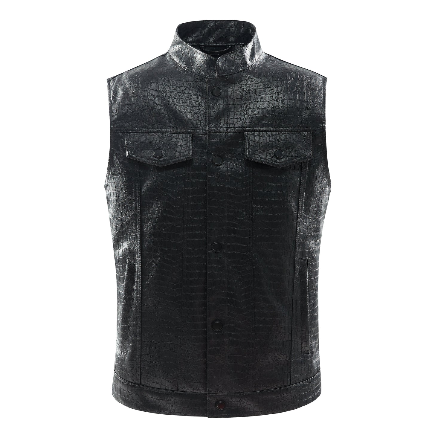 Men's Leather Vest - Viper-Black-S-Nora Luxe