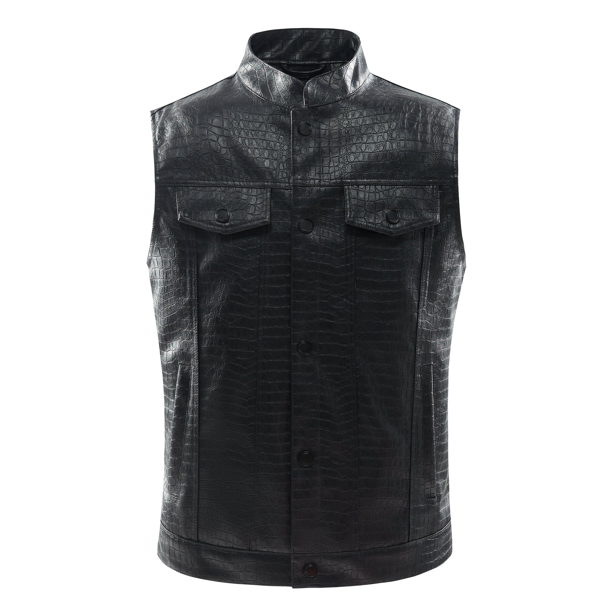 Men's Leather Vest - Viper-Black-S-Nora Luxe