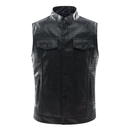 Men's Leather Vest - Viper-Black-S-Nora Luxe