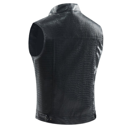 Men's Leather Vest - Viper-Black-S-Nora Luxe