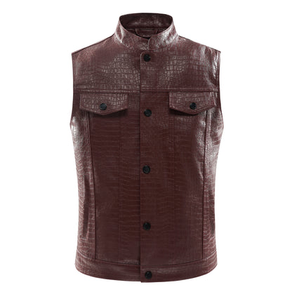 Men's Leather Vest - Viper-Black-S-Nora Luxe