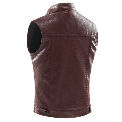 Men's Leather Vest - Viper-Black-S-Nora Luxe