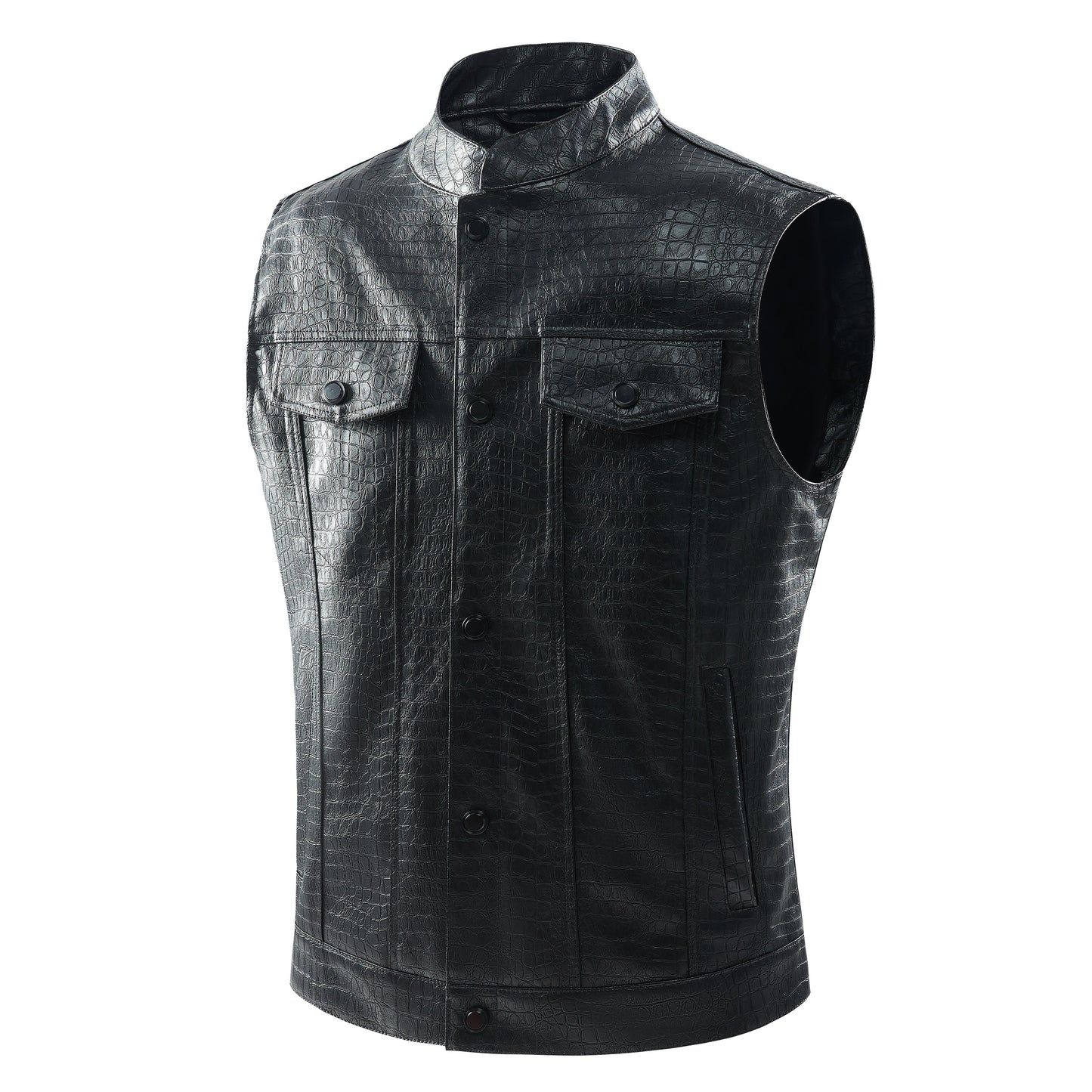 Men's Leather Vest - Viper-Black-S-Nora Luxe
