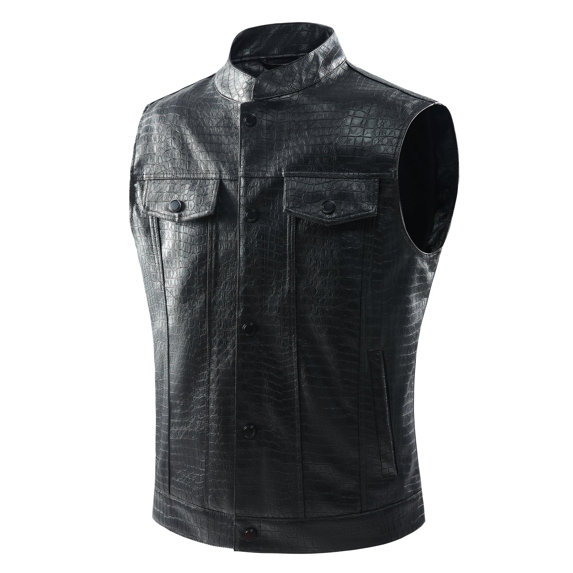 Men's Leather Vest - Viper-Black-S-Nora Luxe