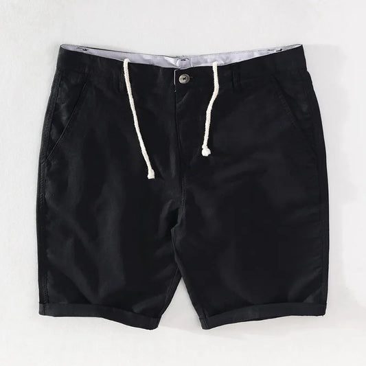 Men's linen-cotton summer shorts with button closure - Sandro-Black-S-Nora Luxe