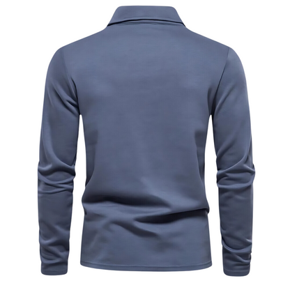 Men's Polo Long Sleeves - Vince-Blue-S-Nora Luxe