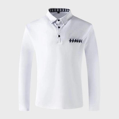 Men's Polo Shirt with Long Sleeves - Oliver-Black-S-Nora Luxe