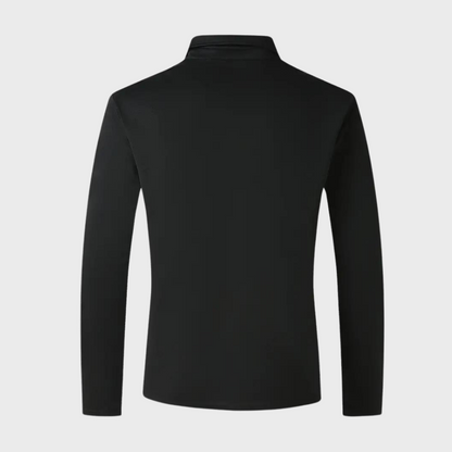 Men's Polo Shirt with Long Sleeves - Oliver-Black-S-Nora Luxe