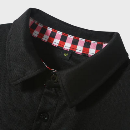 Men's Polo Shirt with Long Sleeves - Oliver-Black-S-Nora Luxe