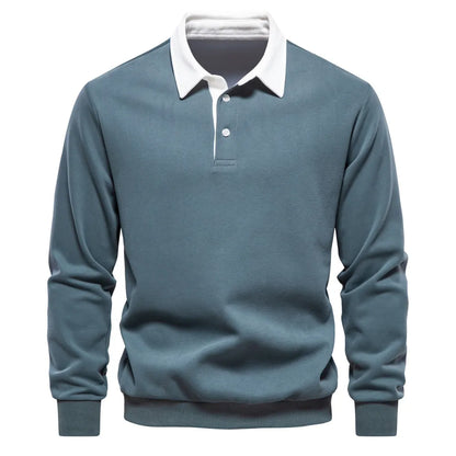 Men's Polo Sweater with Long Sleeves - Rafael-Green-S-Nora Luxe