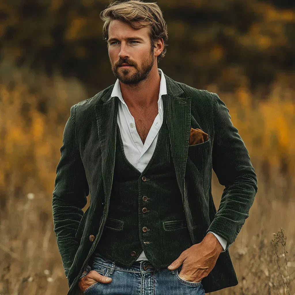 Men's set of Jacket and Waistcoat – Victor-Green-S-Nora Luxe
