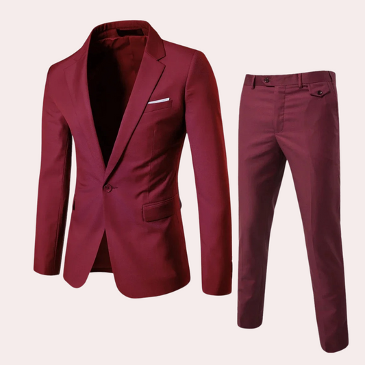 Men's Suit with Blazer and Trousers - Alexander-Red-S-Nora Luxe