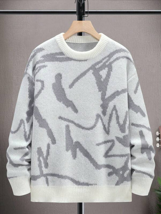 Men's Sweater with Graphic Print - Arvid-Black-S-Nora Luxe