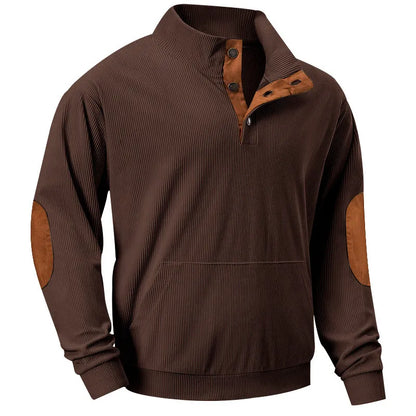 Men's Sweater with Stand-up Collar - Liam-Brown-S-Nora Luxe