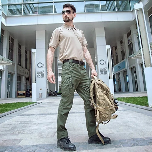 Men's Tactical Cargo Trousers - Vortex-Green-S-Nora Luxe