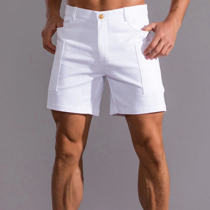 Men's utility shorts made from stretch cotton blend – Finn-White-XS-Nora Luxe