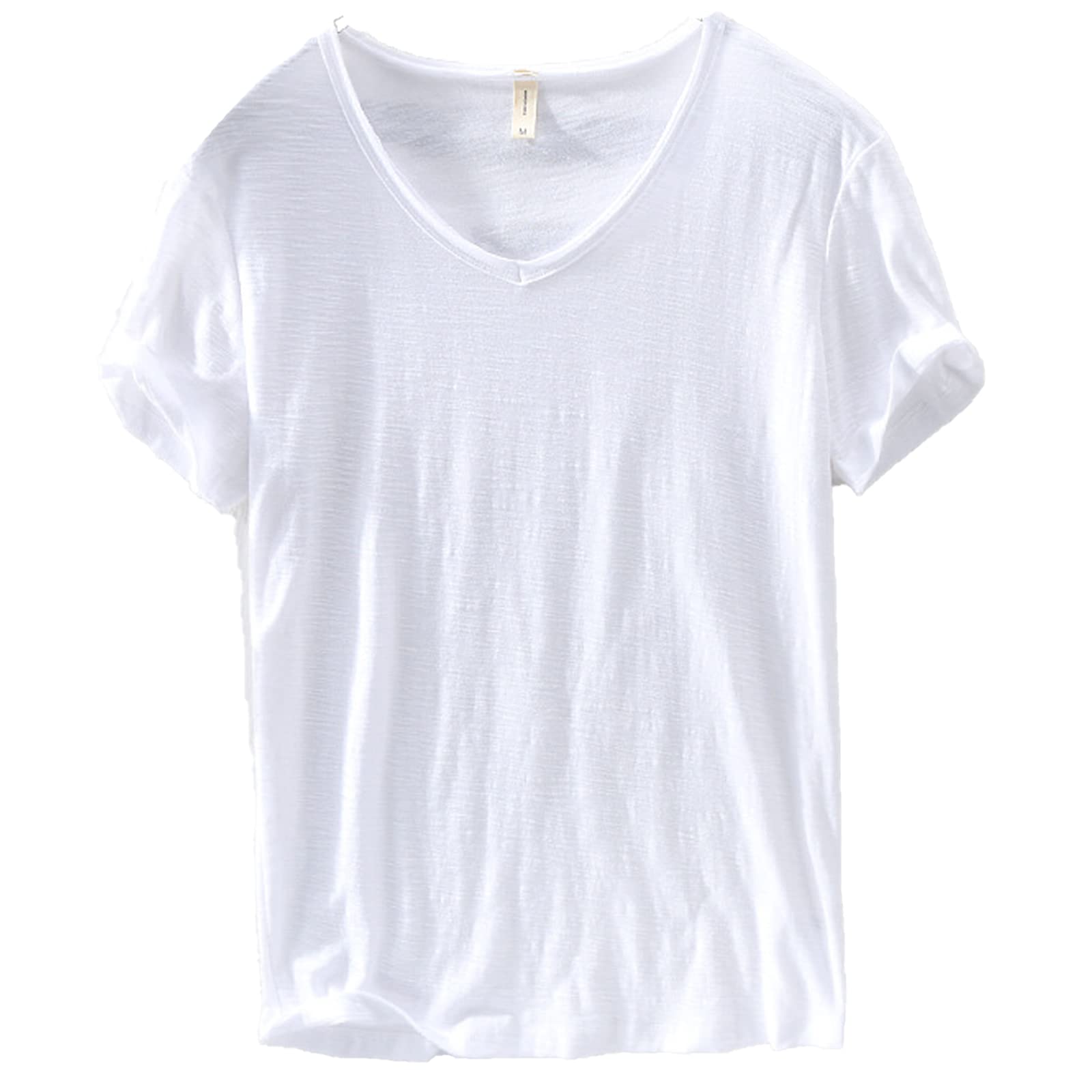 Men's V-Neck Linen Shirt – Luca-White-M-The Livary