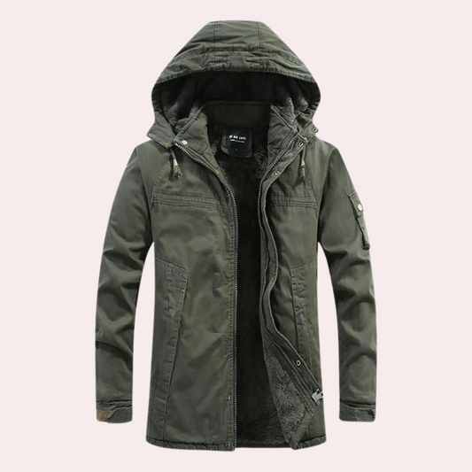 Men's Winter Jacket with Warm Hood - Logan-Green-S-Nora Luxe