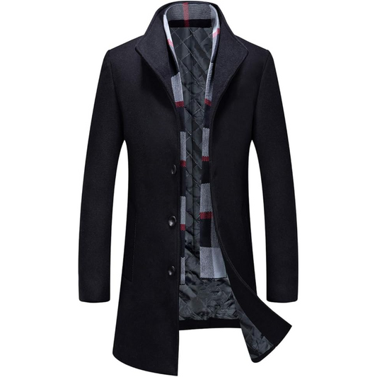 Men's Wool Blend Trench Coat - Pedro-Black 4-Nora Luxe