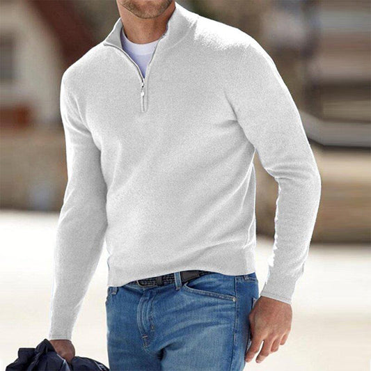 Men's Zip Sweater - Mason-White-S-Nora Luxe