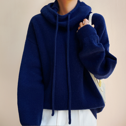 Merino Wool Ladies' Turtleneck - Lena-Blue-XS-Nora Luxe