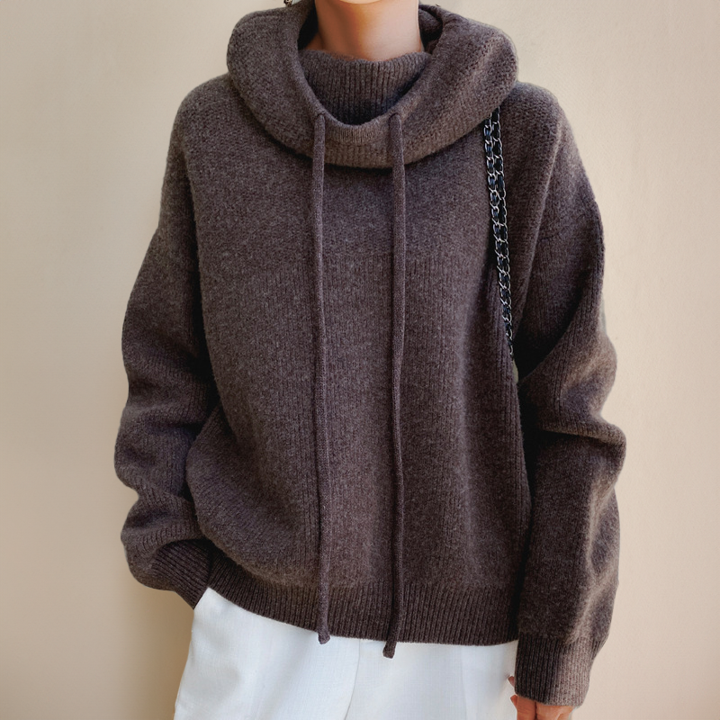 Merino Wool Ladies' Turtleneck - Lena-Brown-XS-Nora Luxe
