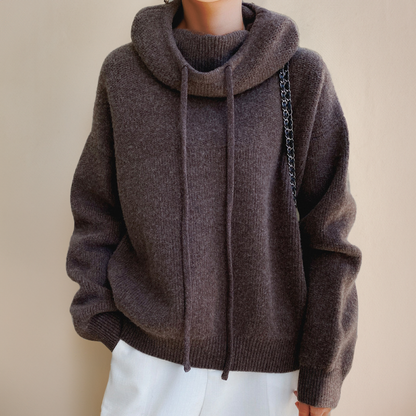 Merino Wool Ladies' Turtleneck - Lena-Brown-XS-Nora Luxe