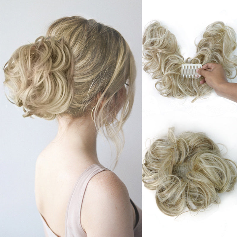 Messy Clip-in Bun with Side Clip – Elina-Black-Nora Luxe