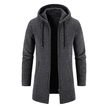 Mid-length Wool Hoodie for Men - Luca-Dark Gray-S-Nora Luxe