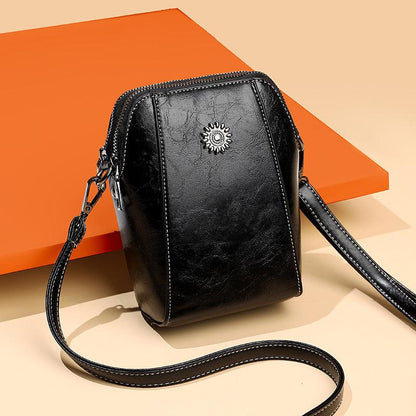 Mini Learning Crossbody Bag with Floral Detail - Liora-Black-Nora Luxe