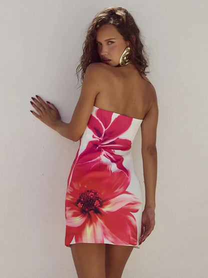 Mini summer dress with floral pattern – Amélie-Blue-S-Nora Luxe
