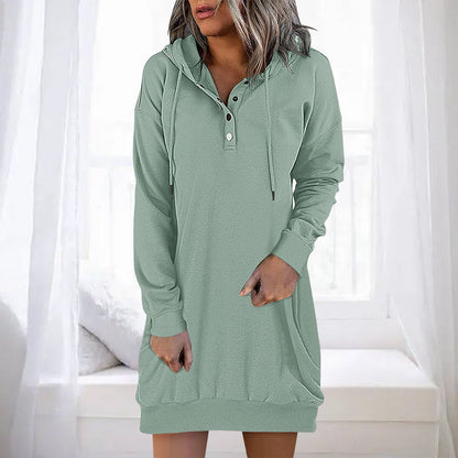 Minimalistic Long Women's Hoodie – Valeria-Green-S-Nora Luxe