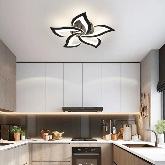 Modern Acrylic Chandelier with Remote Control - Lunora-Black-The Livary
