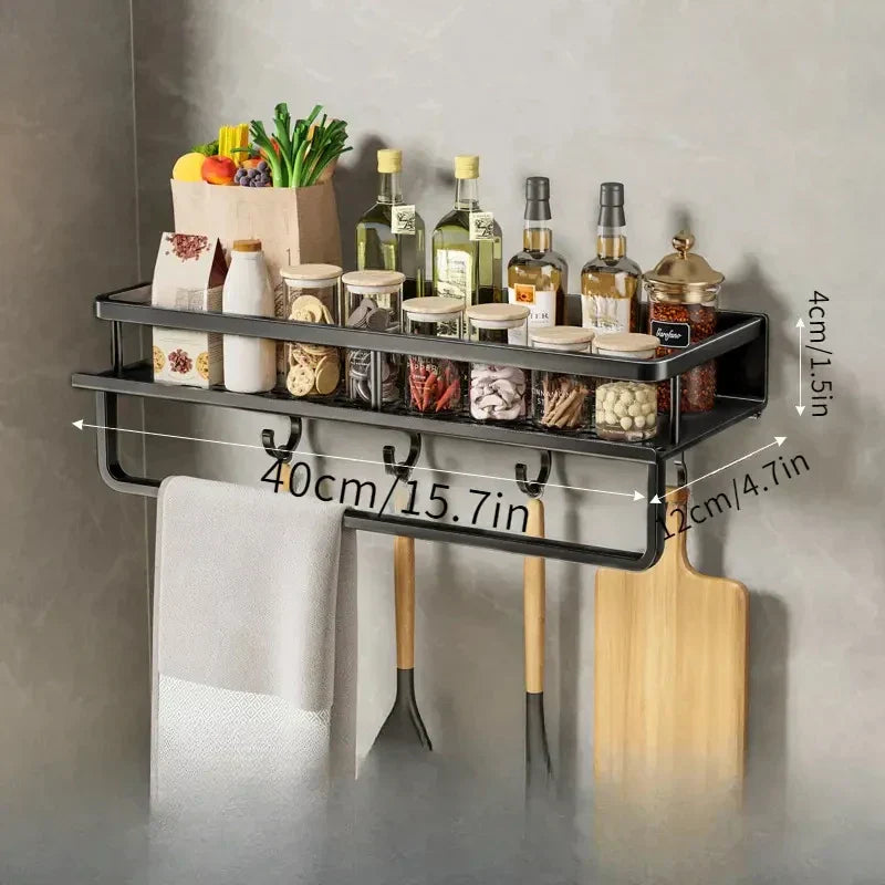 Modern Black Kitchen Rack - MetroRack-11.81 inches-Nora Luxe