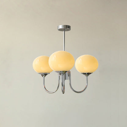 Modern Chandelier - LuxeGlow-Chrome+Cream-3 Heads ∅ 18.1″ x H 13.4″ / Dia 46cm x H 34cm-Nora Luxe