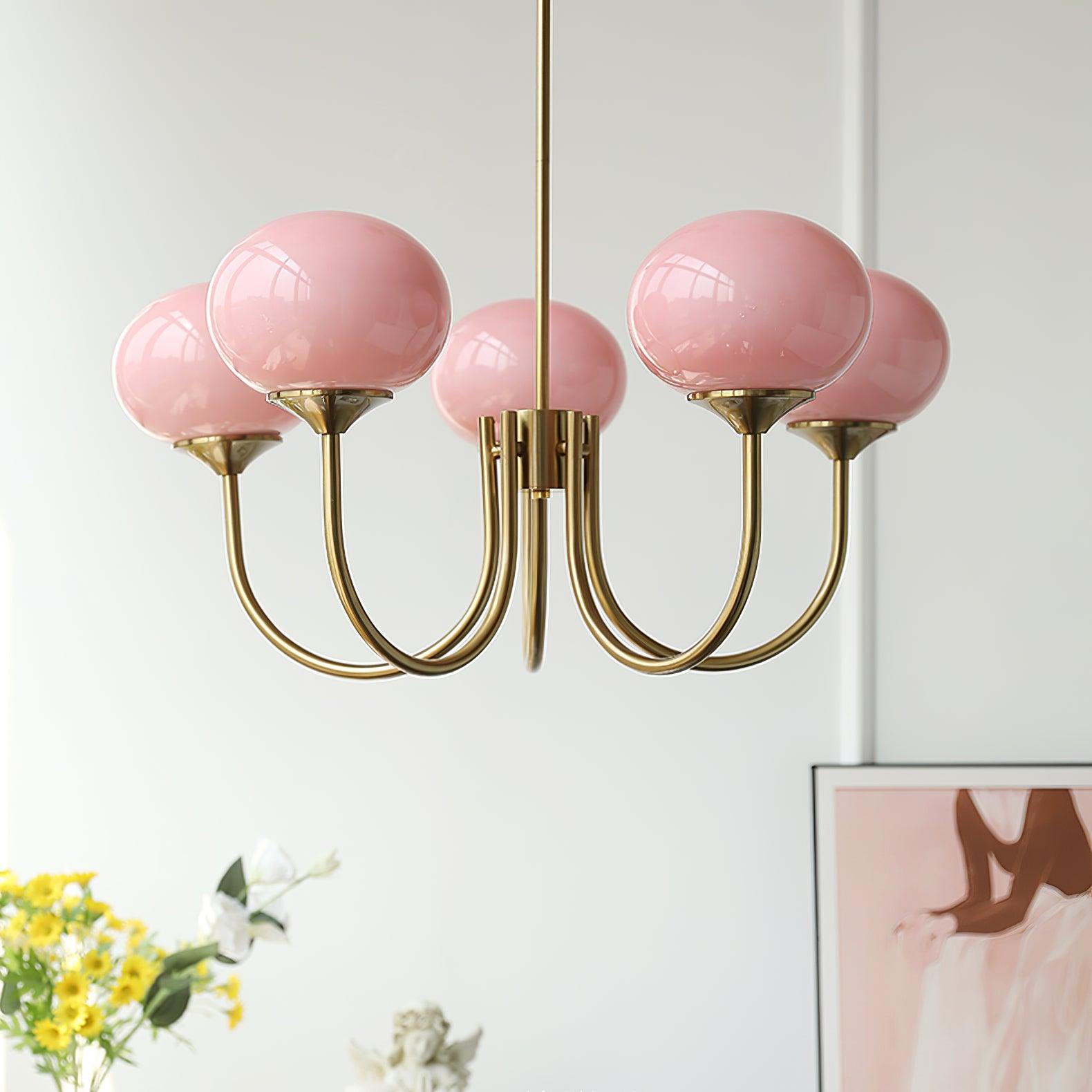 Modern Chandelier - LuxeGlow-Copper+Pink-3 Heads ∅ 18.1″ x H 13.4″ / Dia 46cm x H 34cm-Nora Luxe