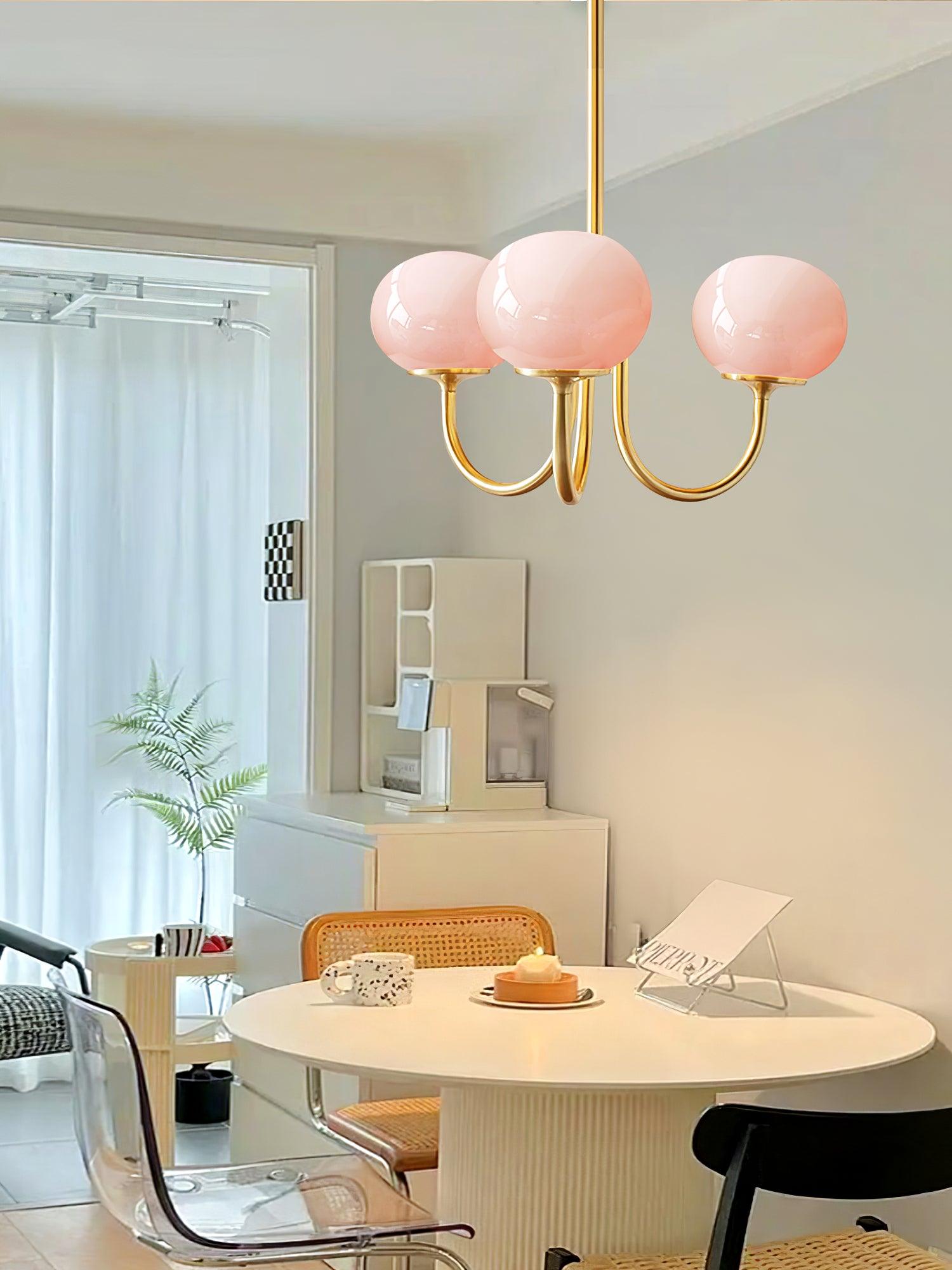 Modern Chandelier - LuxeGlow-Copper+Pink-3 Heads ∅ 18.1″ x H 13.4″ / Dia 46cm x H 34cm-Nora Luxe