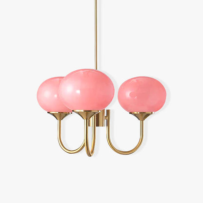 Modern Chandelier - LuxeGlow-Copper+Pink-3 Heads ∅ 18.1″ x H 13.4″ / Dia 46cm x H 34cm-Nora Luxe