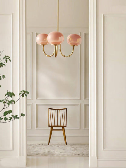 Modern Chandelier - LuxeGlow-Copper+Pink-3 Heads ∅ 18.1″ x H 13.4″ / Dia 46cm x H 34cm-Nora Luxe