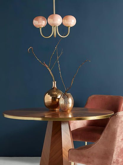 Modern Chandelier - LuxeGlow-Copper+Pink-3 Heads ∅ 18.1″ x H 13.4″ / Dia 46cm x H 34cm-Nora Luxe
