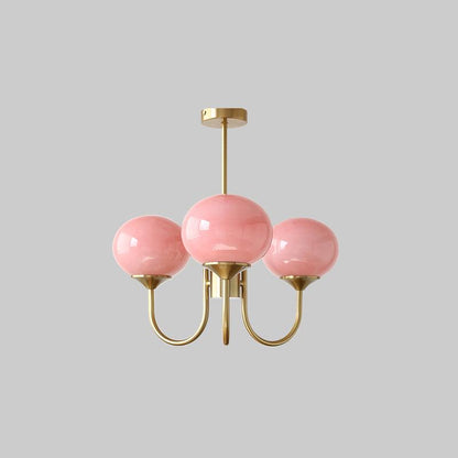 Modern Chandelier - LuxeGlow-Copper+Pink-3 Heads ∅ 18.1″ x H 13.4″ / Dia 46cm x H 34cm-Nora Luxe