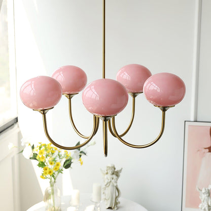 Modern Chandelier - LuxeGlow-Copper+Pink-3 Heads ∅ 18.1″ x H 13.4″ / Dia 46cm x H 34cm-Nora Luxe
