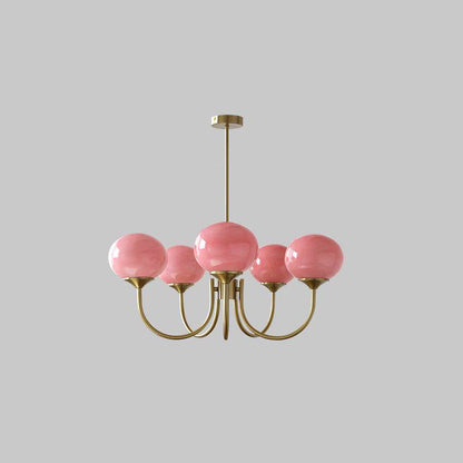 Modern Chandelier - LuxeGlow-Copper+Pink-3 Heads ∅ 18.1″ x H 13.4″ / Dia 46cm x H 34cm-Nora Luxe