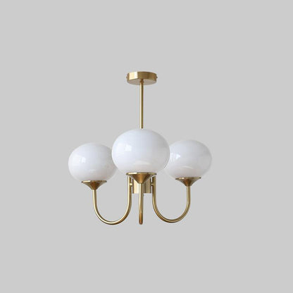 Modern Chandelier - LuxeGlow-Copper+White-3 Heads ∅ 18.1″ x H 13.4″ / Dia 46cm x H 34cm-Nora Luxe