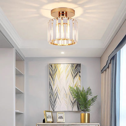 Modern Crystal Ceiling Light - CrystalGlow-Black-Square-Nora Luxe