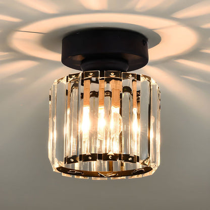 Modern Crystal Ceiling Light - CrystalGlow-Black-Square-Nora Luxe